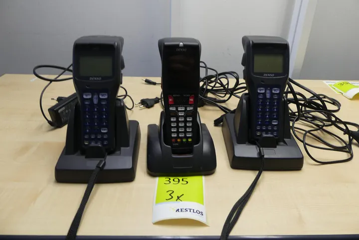 3x Denso Handheld-Scanner mit Ladestation und Netzteil